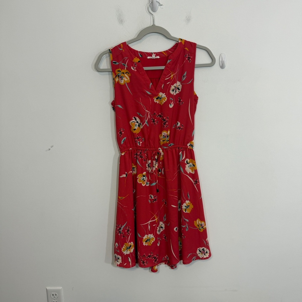 Maurices Womens Dress XS Red Floral Boho Garden Party Preppy Feminine Sleeveless